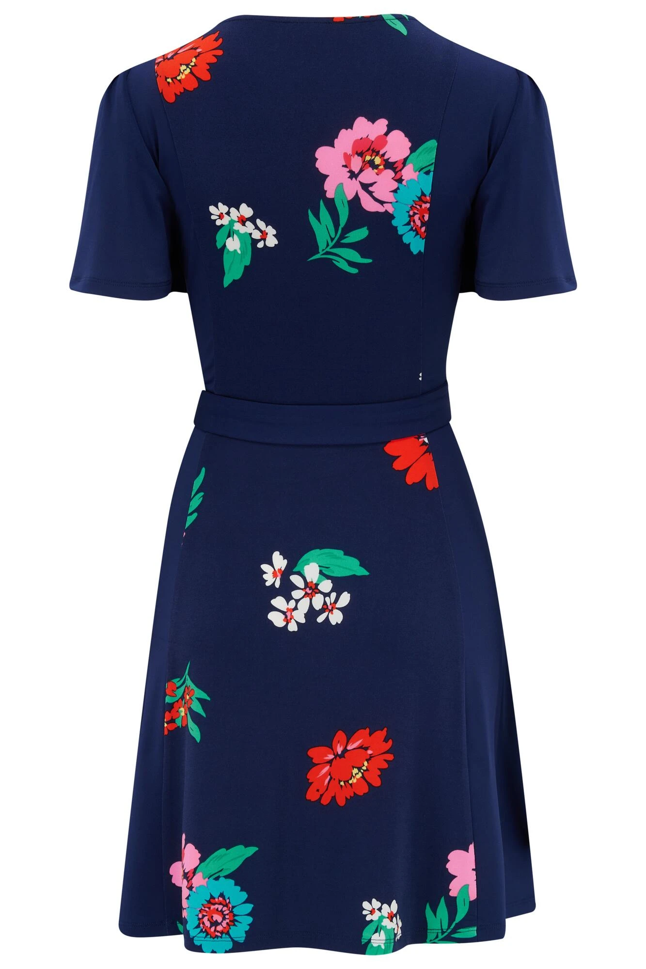 Pour Moi Priya Slinky Jersey Panel Short Sleeve Dress - Navy Floral 6 Pour Moi Priya Slinky Jersey Panel Short Sleeve Dress - Navy Floral - Image 6