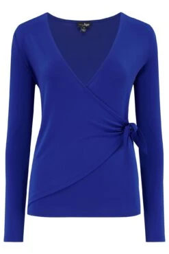 Pour Moi Bryony Slinky Jersey Wrap Top - Cobalt -Cheap Clozi Vibe Store 311375 20230227164900