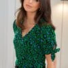 Pour Moi Bella Slinky Jersey Stretch Top - Green Leopard