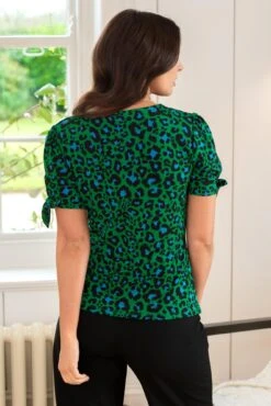 Pour Moi Bella Slinky Jersey Stretch Top - Green Leopard -Cheap Clozi Vibe Store 311414 20230228144600