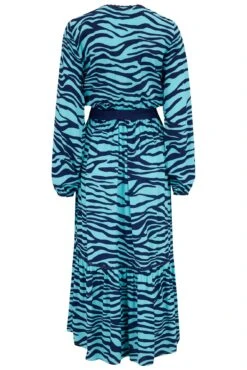 Pour Moi Amara Wrap Front Tiered Woven Midi Dress - Navy/Aqua -Cheap Clozi Vibe Store 311634 20230731150000