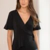 Pour Moi Bryony Slinky Jersey Short Sleeve Wrap Top - Black