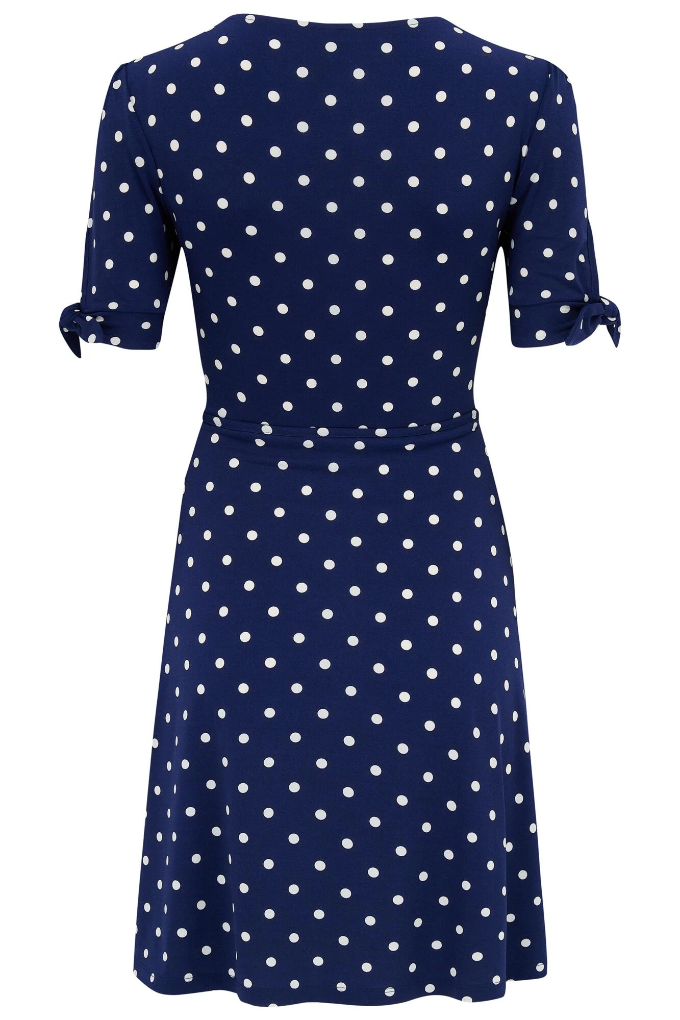 Pour Moi Bella Slinky Stretch Tie Sleeve Tea Dress - Navy/White 8 Pour Moi Bella Slinky Stretch Tie Sleeve Tea Dress - Navy/White - Image 8