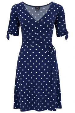 Pour Moi Bella Slinky Stretch Tie Sleeve Tea Dress - Navy/White 14 Pour Moi Bella Slinky Stretch Tie Sleeve Tea Dress - Navy/White -Cheap Clozi Vibe Store 311780 20230602121600