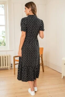 Pour Moi Jodie Slinky Jersey Tiered Midi Shirt Dress - Black/White -Cheap Clozi Vibe Store 311851 20230308114600