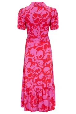 Pour Moi Jodie Slinky Jersey Tiered Midi Shirt Dress - Red/Pink -Cheap Clozi Vibe Store 311858 20230302123300