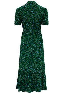 Pour Moi Jodie Slinky Jersey Tiered Midi Shirt Dress - Green Leopard -Cheap Clozi Vibe Store 311870 20230306090400