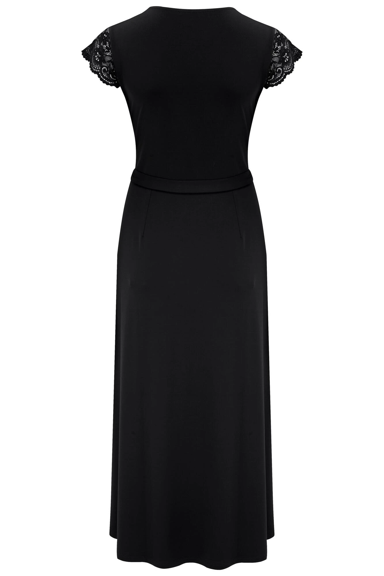 Pour Moi Julie Slinky Jersey Lace Trim Midi Dress - Black 5 Pour Moi Julie Slinky Jersey Lace Trim Midi Dress - Black - Image 5