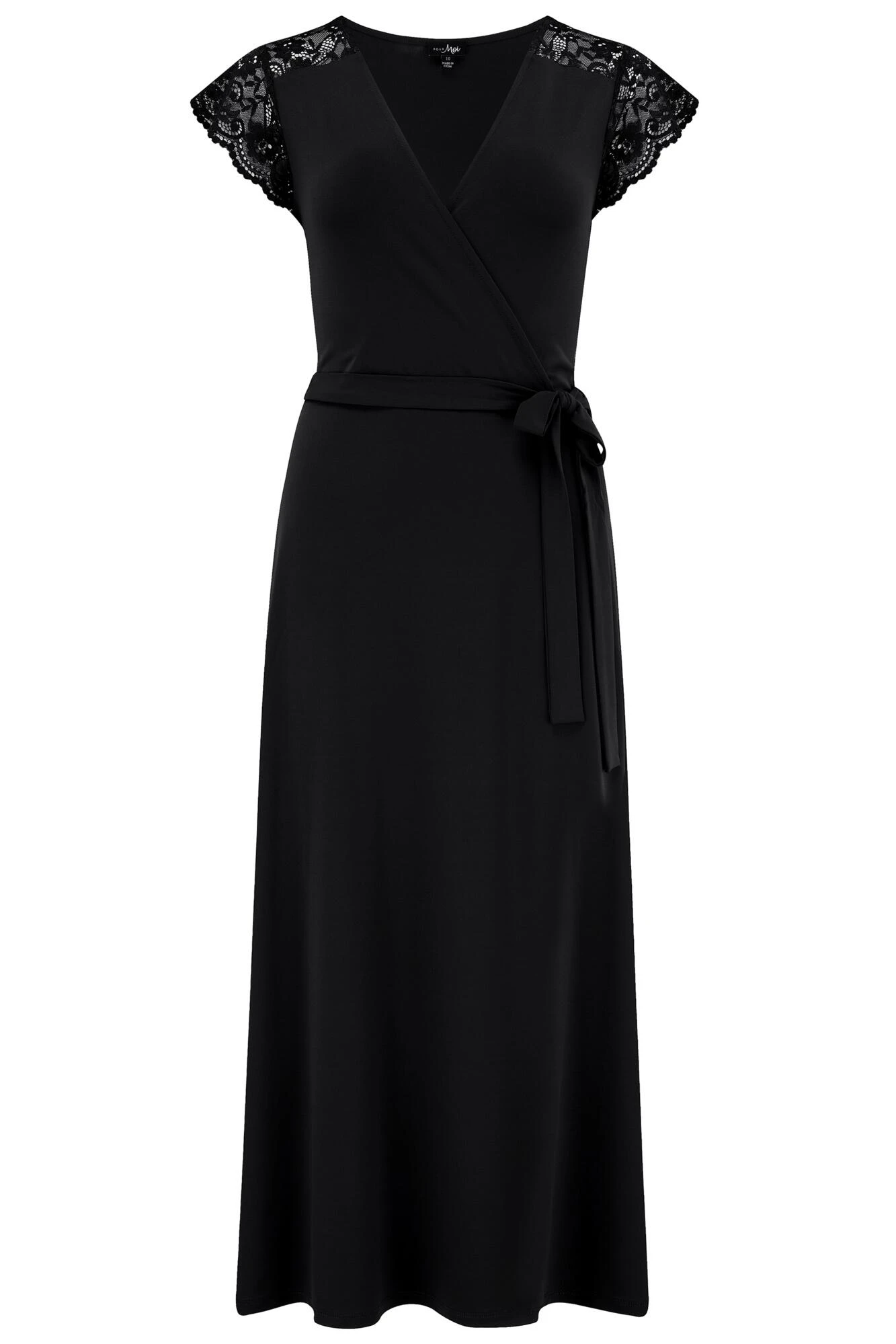 Pour Moi Julie Slinky Jersey Lace Trim Midi Dress - Black 4 Pour Moi Julie Slinky Jersey Lace Trim Midi Dress - Black - Image 4