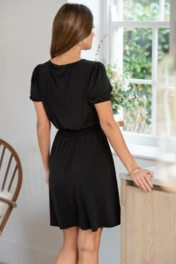 Pour Moi Evangeline Gathered Neckline Slinky Jersey Dress - Black -Cheap Clozi Vibe Store 312077 20230303110000