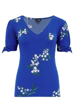 Pour Moi Bella Slinky Jersey Stretch Top - Cobalt Floral -Cheap Clozi Vibe Store 312108 20230801105800