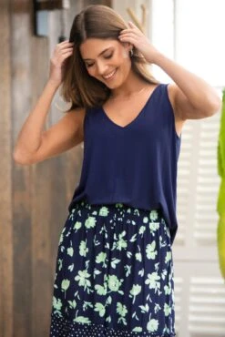 Pour Moi Sophie Fuller Bust Stretch V Neck Vest - Navy -Cheap Clozi Vibe Store 312225 20230308165500