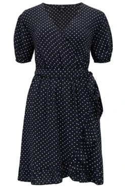 Pour Moi Kelly Woven Viscose Short Sleeve Frill Wrap Dress - Black Spot -Cheap Clozi Vibe Store 312359 20230731153000