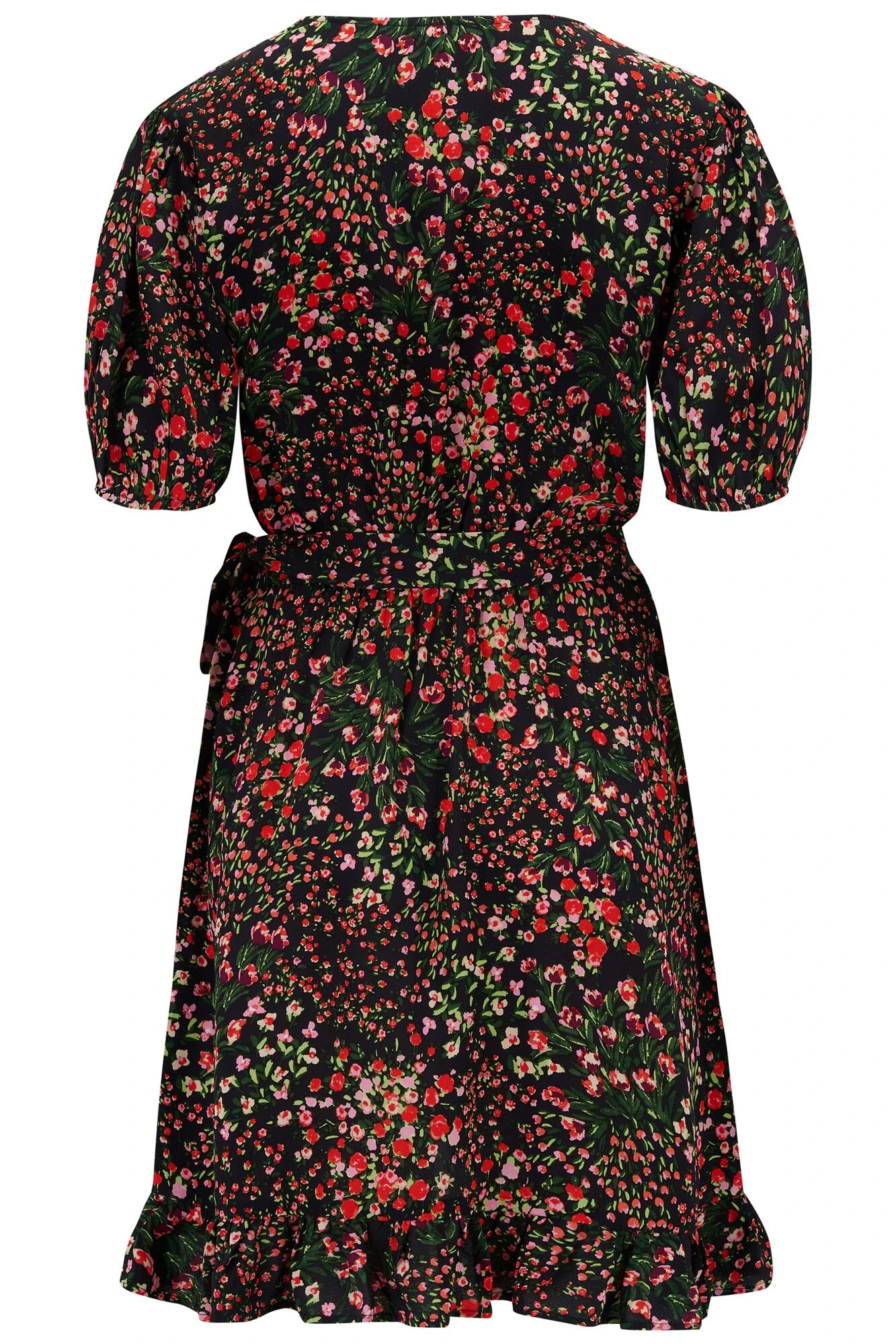 Pour Moi Kelly Woven Viscose Short Sleeve Frill Wrap Dress - Black Ditsy 6 Pour Moi Kelly Woven Viscose Short Sleeve Frill Wrap Dress - Black Ditsy - Image 6