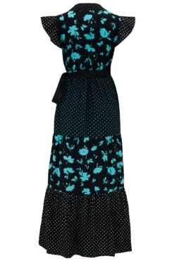 Pour Moi Esme Cotton Poplin Fluted Sleeve Wrap Maxi Dress - Black Multi -Cheap Clozi Vibe Store 312378 20230731142700