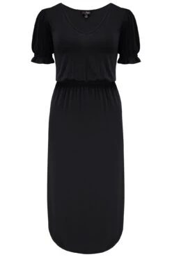 Pour Moi Jenny Puff Sleeve Stretch Midi Dress - Black 10 Pour Moi Jenny Puff Sleeve Stretch Midi Dress - Black -Cheap Clozi Vibe Store 312396 20230314160600