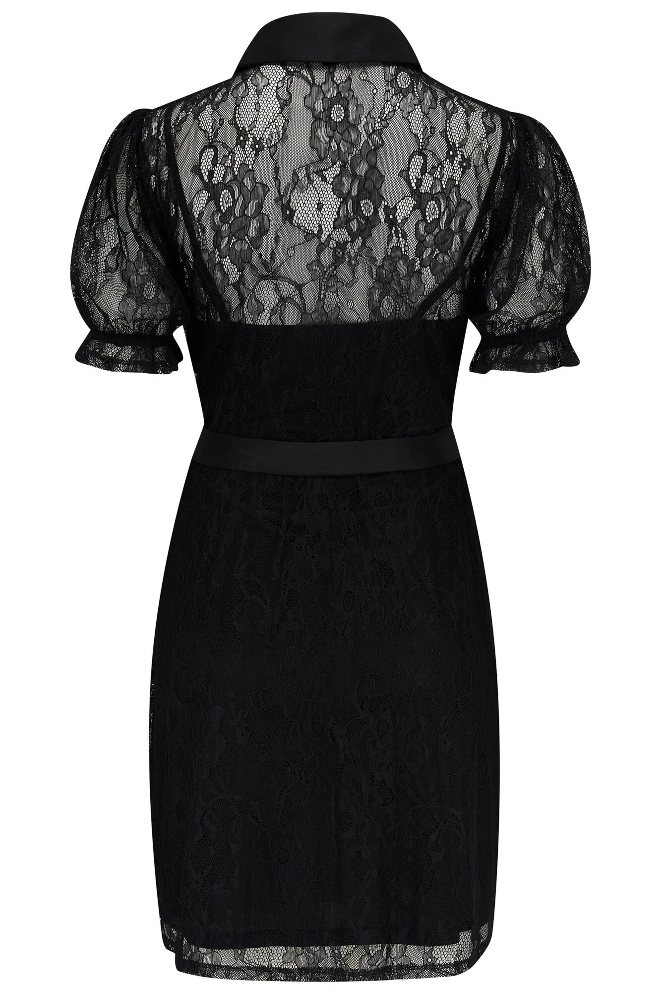 Pour Moi Clara Short Puff Sleeve Lace Dress - Black 5 Pour Moi Clara Short Puff Sleeve Lace Dress - Black - Image 5