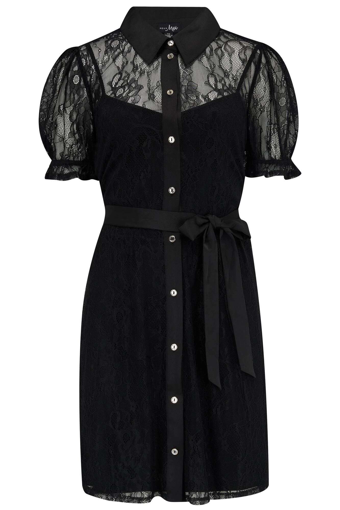 Pour Moi Clara Short Puff Sleeve Lace Dress - Black 4 Pour Moi Clara Short Puff Sleeve Lace Dress - Black - Image 4