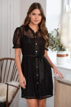 Pour Moi Clara Short Puff Sleeve Lace Dress - Black 7 Pour Moi Clara Short Puff Sleeve Lace Dress - Black -Cheap Clozi Vibe Store 312428 20230316141200