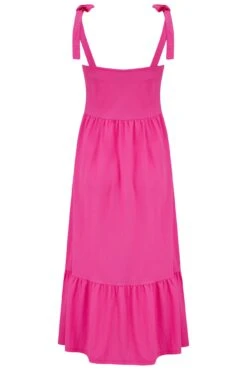 Pour Moi Laura Pique Tie Strap Tiered Midi Dress - Hot Pink -Cheap Clozi Vibe Store 312460 20230731135200