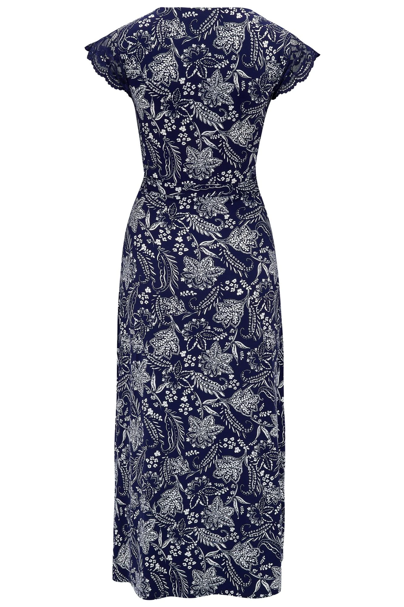 Pour Moi Julie Slinky Jersey Lace Trim Midi Dress - Navy/White 6 Pour Moi Julie Slinky Jersey Lace Trim Midi Dress - Navy/White - Image 6