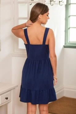 Pour Moi Lena Pique Jersey Tiered Short Dress - Navy -Cheap Clozi Vibe Store 312690 20230316164000