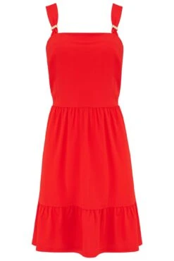 Pour Moi Lena Pique Jersey Tiered Short Dress - Red -Cheap Clozi Vibe Store 312725 20230919143200