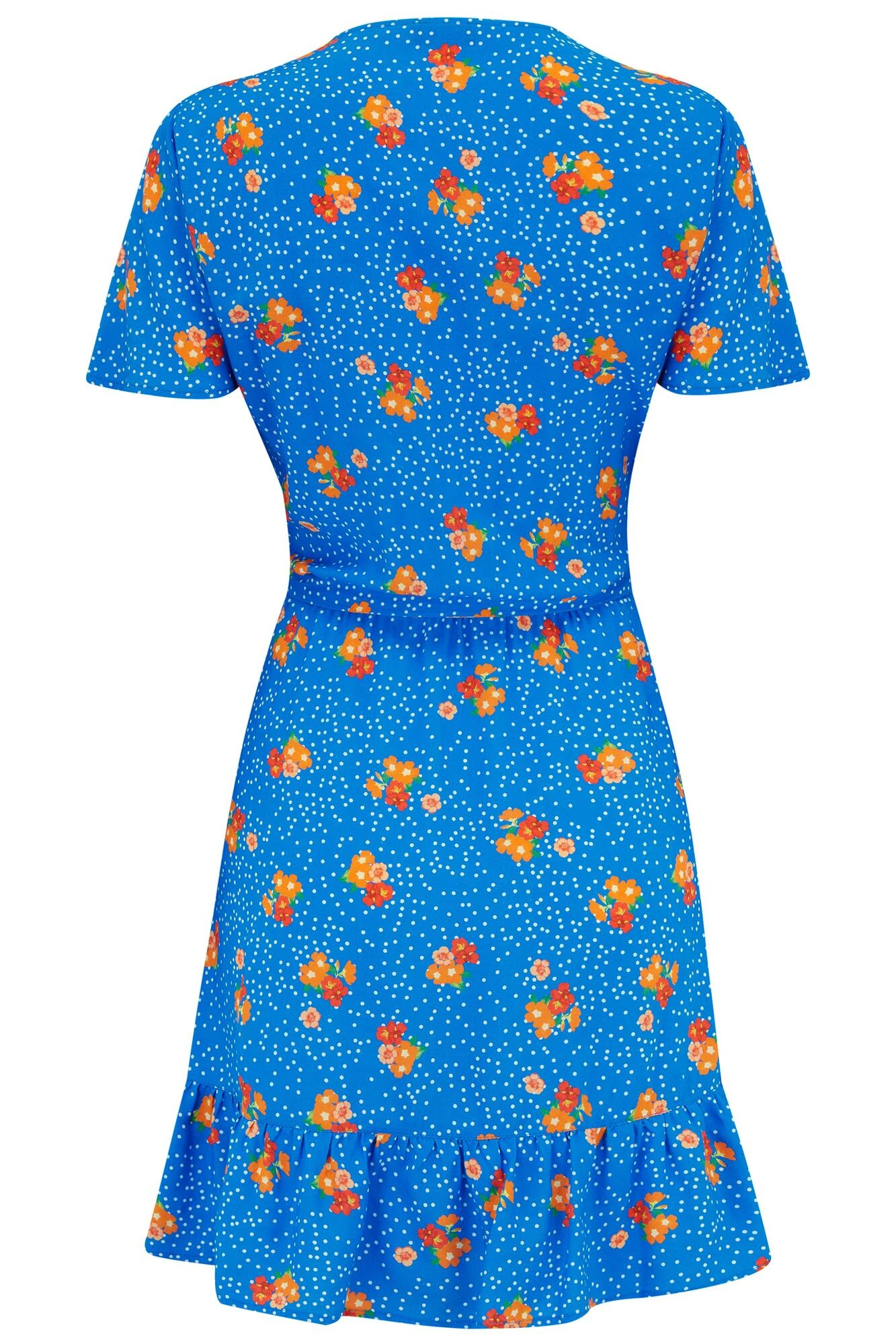 Pour Moi Woven EcoVero™ Tiered Wrap Beach Dress - Blue Floral 7 Pour Moi Woven EcoVero™ Tiered Wrap Beach Dress - Blue Floral - Image 7