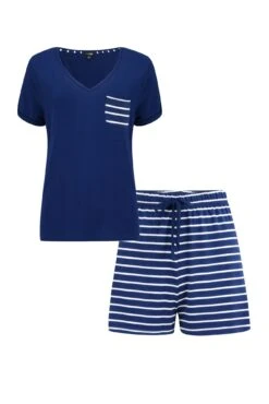 Pour Moi Jersey Stripe Short Pyjama Set - Navy/White -Cheap Clozi Vibe Store 312954 20230329145400