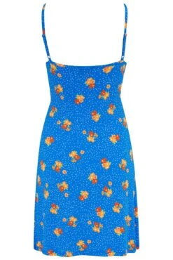 Pour Moi Strappy Tie Front Jersey Mini Beach Dress - Blue Floral -Cheap Clozi Vibe Store 313194 20230519101200