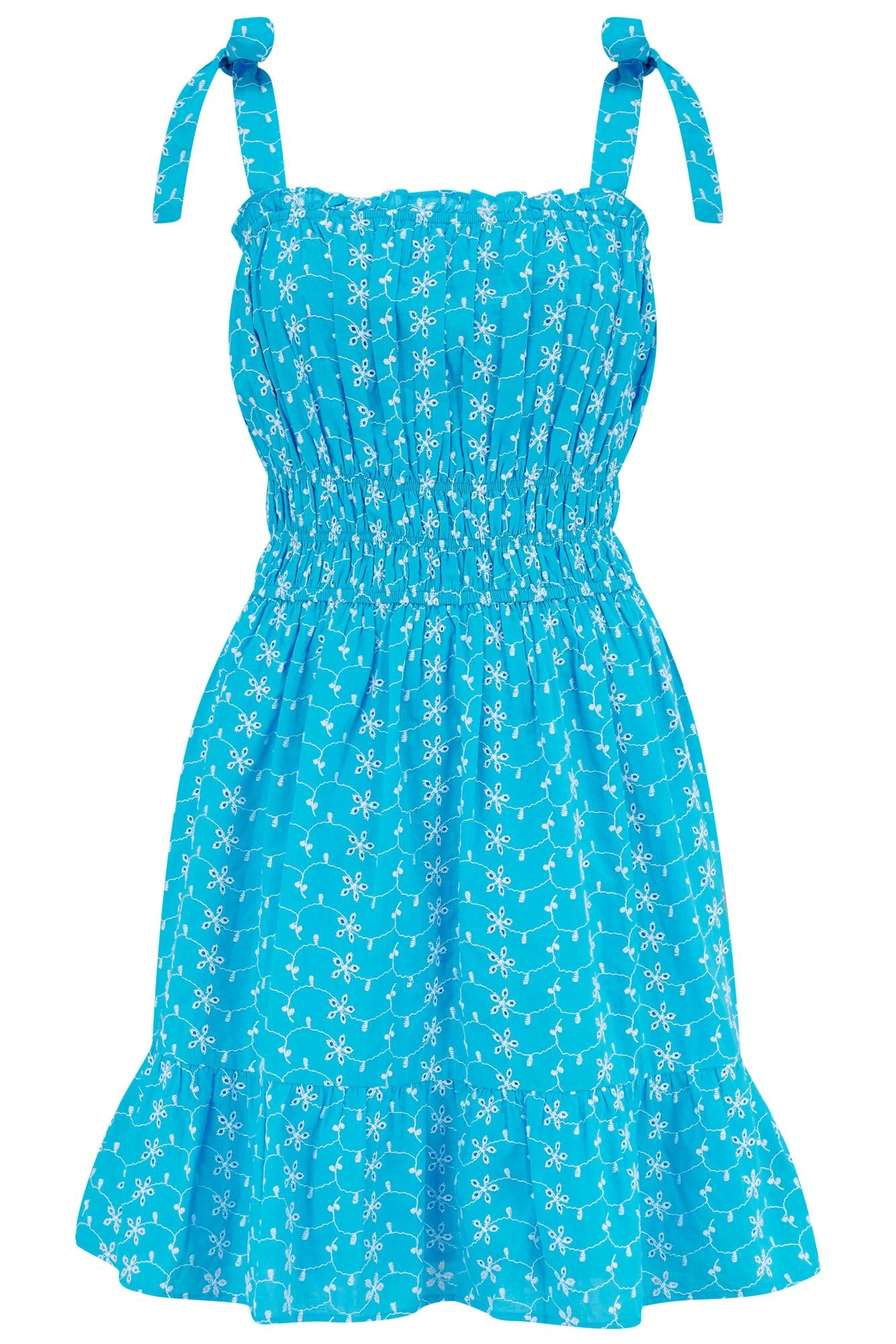 Pour Moi Hannah Embroidered Woven Tie Strap Dress - Aqua/White 6 Pour Moi Hannah Embroidered Woven Tie Strap Dress - Aqua/White - Image 6