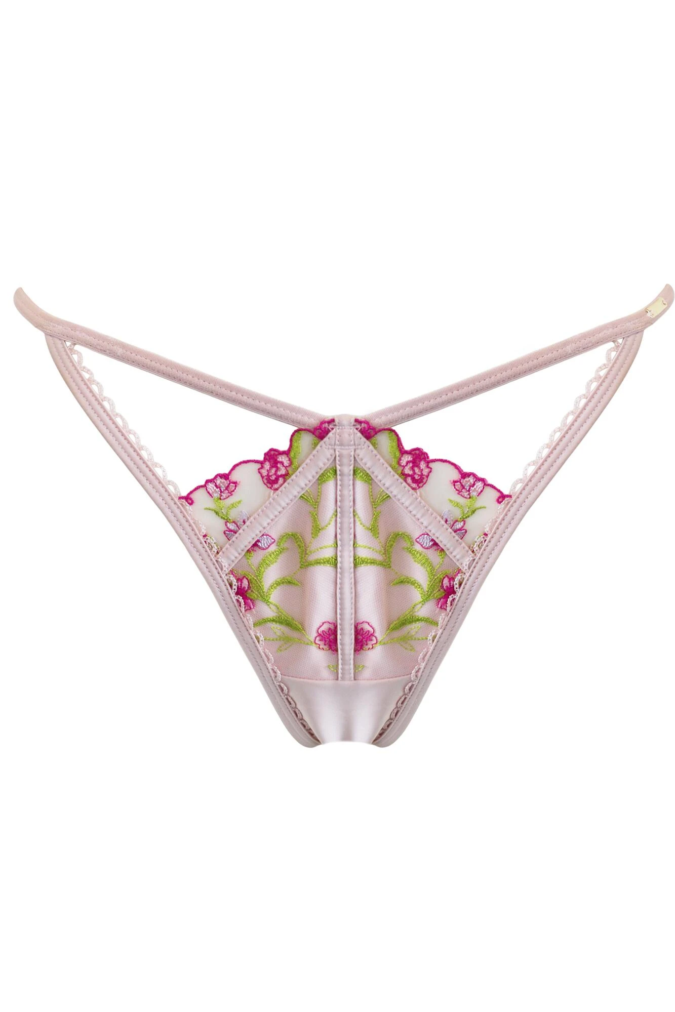 Pour Moi India Embroidery V-Shape Thong - Soft Pink 4 Pour Moi India Embroidery V-Shape Thong - Soft Pink - Image 4
