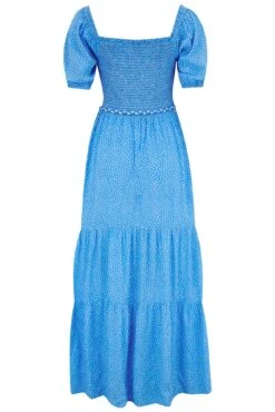Pour Moi Sadie Shirred Bodice Woven Short Sleeve Maxi Dress - Blue/White -Cheap Clozi Vibe Store 313793 20230517163800