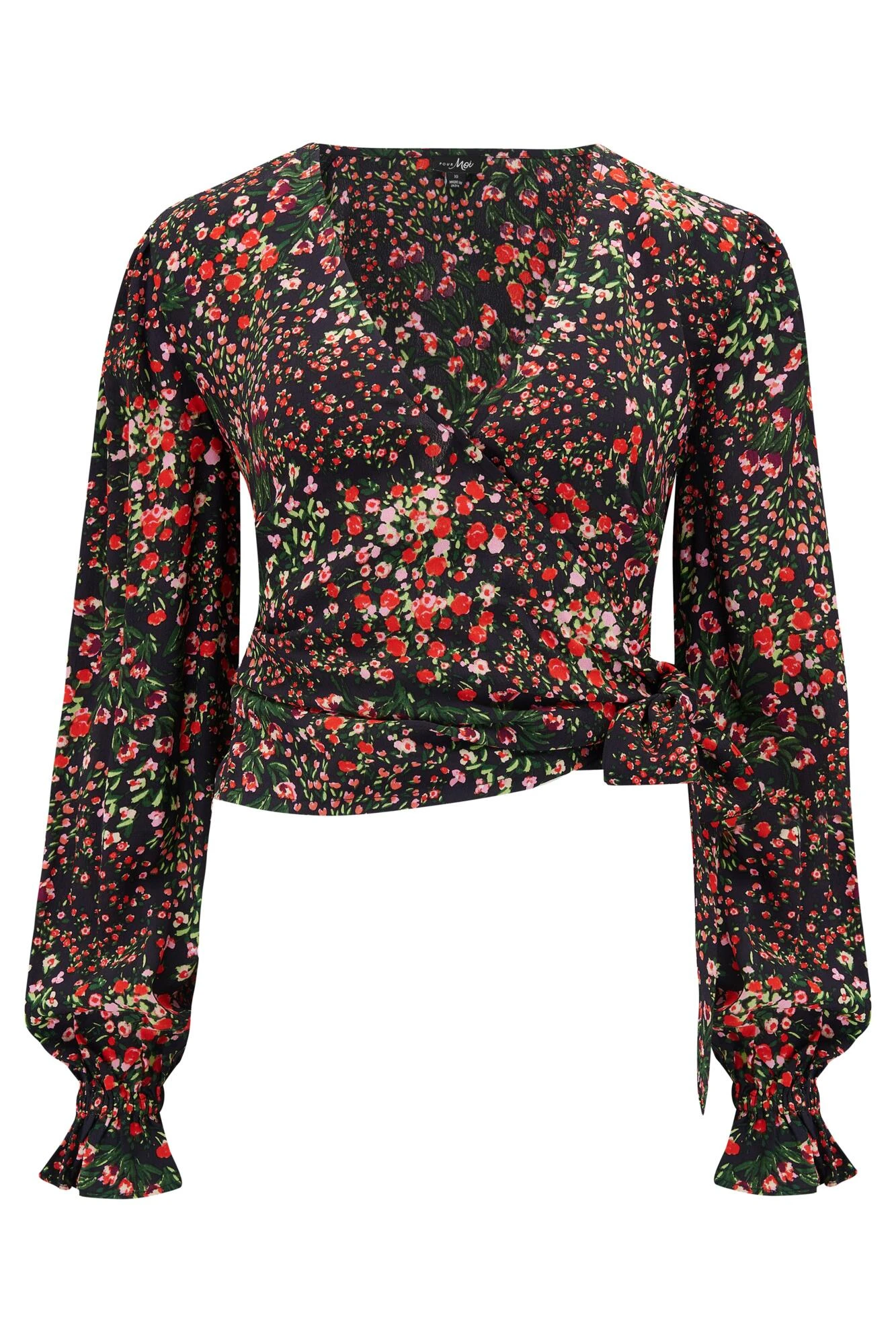 Pour Moi Laney Woven Wrap Long Sleeve Top - Black Ditsy 5 Pour Moi Laney Woven Wrap Long Sleeve Top - Black Ditsy - Image 5