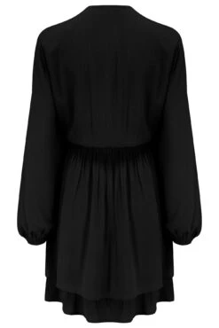 Pour Moi Kate Woven Viscose Button Detail Long Sleeve Dress - Black -Cheap Clozi Vibe Store 314146 20230801122100