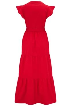 Pour Moi Esme Cotton Poplin Fluted Sleeve Wrap Maxi Dress - Red -Cheap Clozi Vibe Store 314174 20230412101600