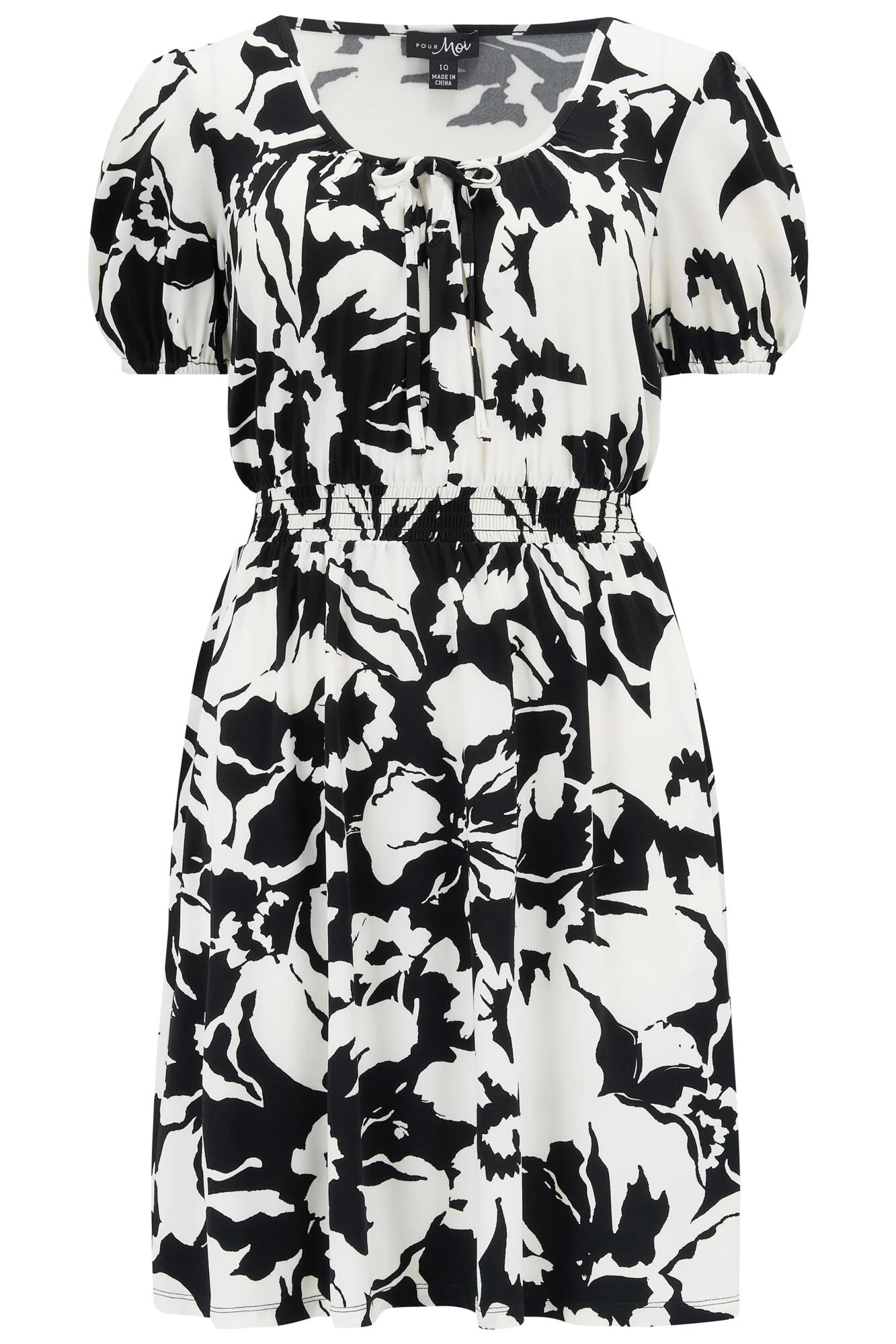 Pour Moi Evangeline Gathered Neckline Slinky Jersey Dress - Mono Floral 5 Pour Moi Evangeline Gathered Neckline Slinky Jersey Dress - Mono Floral - Image 5