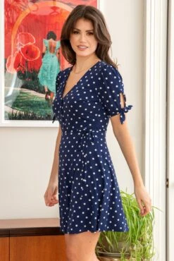 Pour Moi Bella Slinky Stretch Tie Sleeve Tea Dress - Navy/White 12 Pour Moi Bella Slinky Stretch Tie Sleeve Tea Dress - Navy/White -Cheap Clozi Vibe Store 314365 20230602121600
