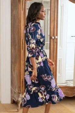 Pour Moi Maggie Woven Frill Midi Dress - Navy Floral 9 Pour Moi Maggie Woven Frill Midi Dress - Navy Floral -Cheap Clozi Vibe Store 315694 20230505111300