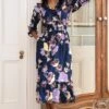 Pour Moi Maggie Woven Frill Midi Dress - Navy Floral