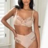 Pour Moi Sofia Lace Embroidered Deep Brief - Latte