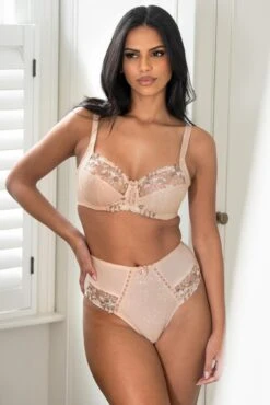 Pour Moi Sofia Lace Embroidered Deep Brief - Latte