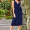 Pour Moi Jessie Fuller Bust Notch Neck Stretch Midi Dress - Navy