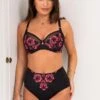 Pour Moi Soiree Embroidery High-Waist Deep Brief - Black/Pink