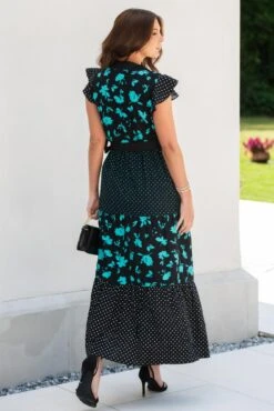 Pour Moi Esme Cotton Poplin Fluted Sleeve Wrap Maxi Dress - Black Multi -Cheap Clozi Vibe Store 319857 20230731142700