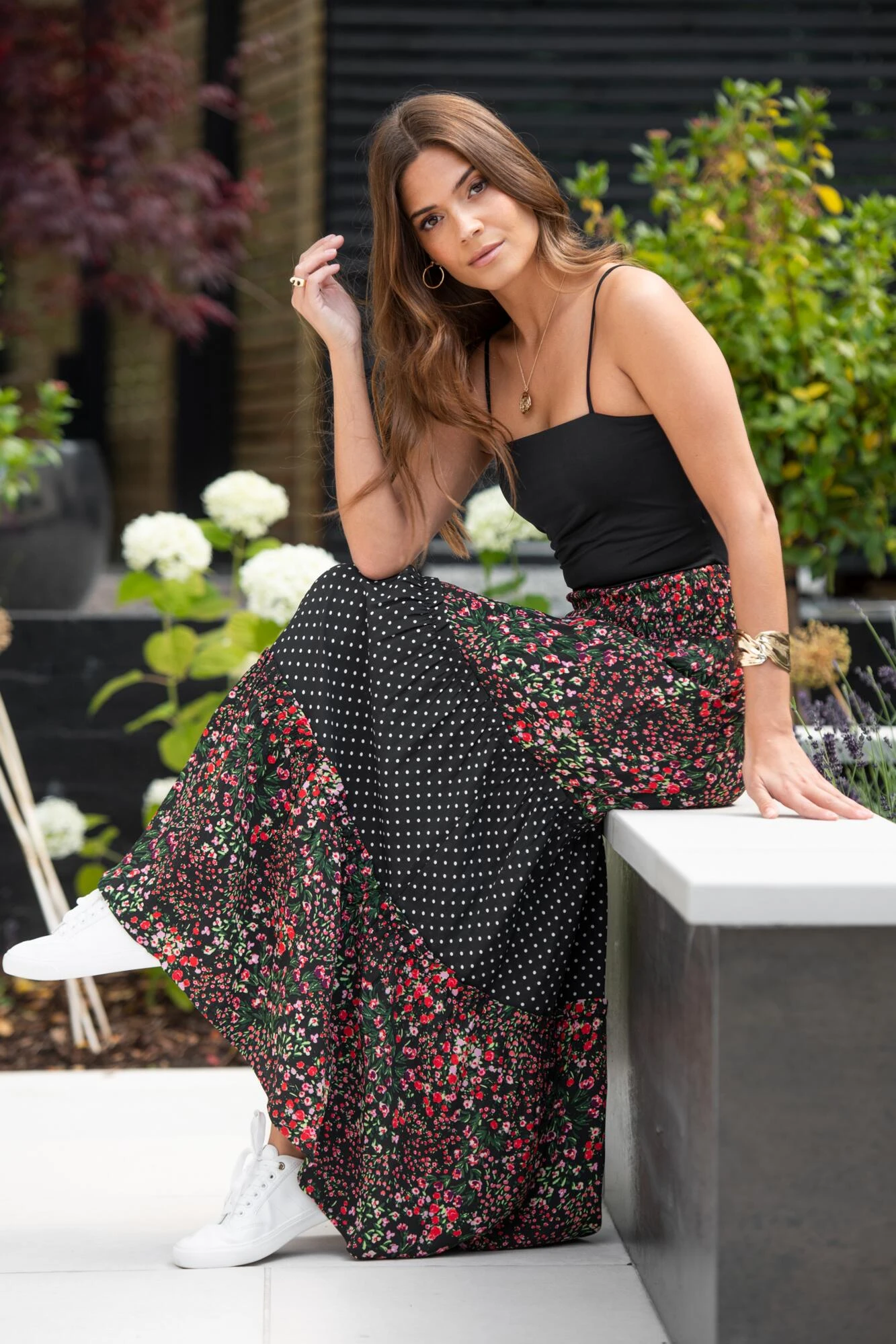 Pour Moi Tahlia Tiered Woven Maxi Skirt - Black Floral 2 Pour Moi Tahlia Tiered Woven Maxi Skirt - Black Floral - Image 2