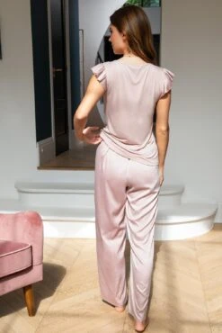 Pour Moi Jersey And Satin Mix Frill Pyjama Set - Mink -Cheap Clozi Vibe Store 319958 20230803165200