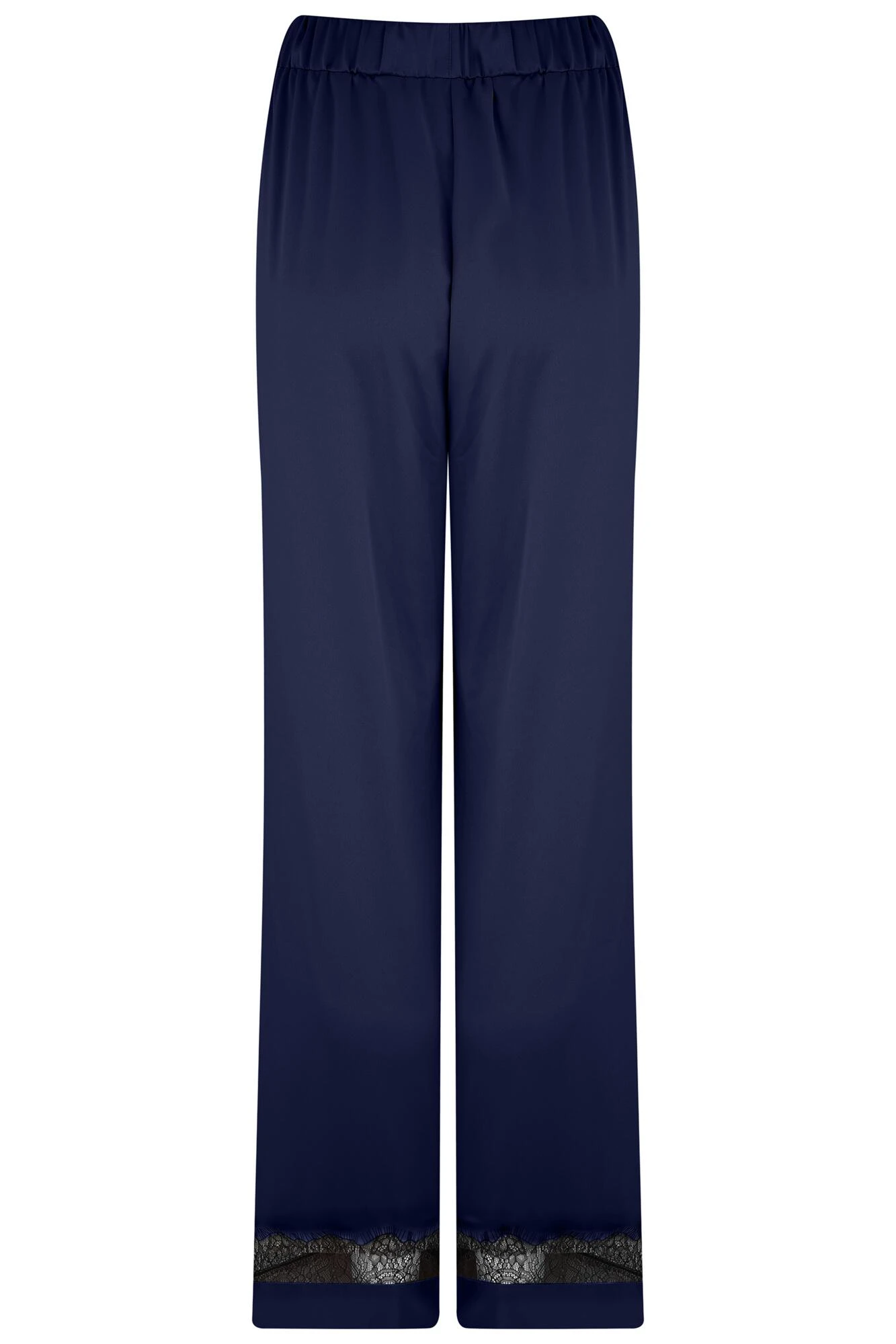 Pour Moi Dusk Satin And Lace Revere Collar Pyjama Set - Navy/Black 9 Pour Moi Dusk Satin And Lace Revere Collar Pyjama Set - Navy/Black - Image 9