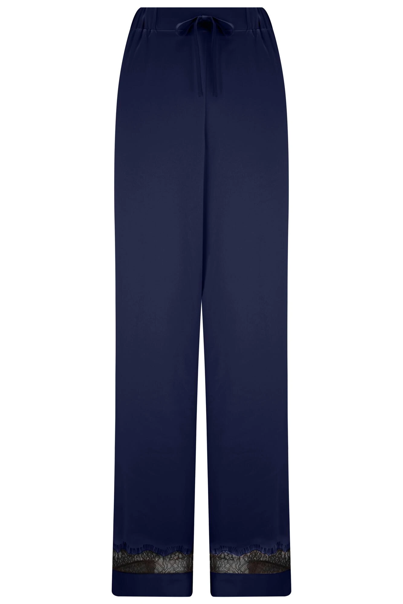 Pour Moi Dusk Satin And Lace Revere Collar Pyjama Set - Navy/Black 8 Pour Moi Dusk Satin And Lace Revere Collar Pyjama Set - Navy/Black - Image 8