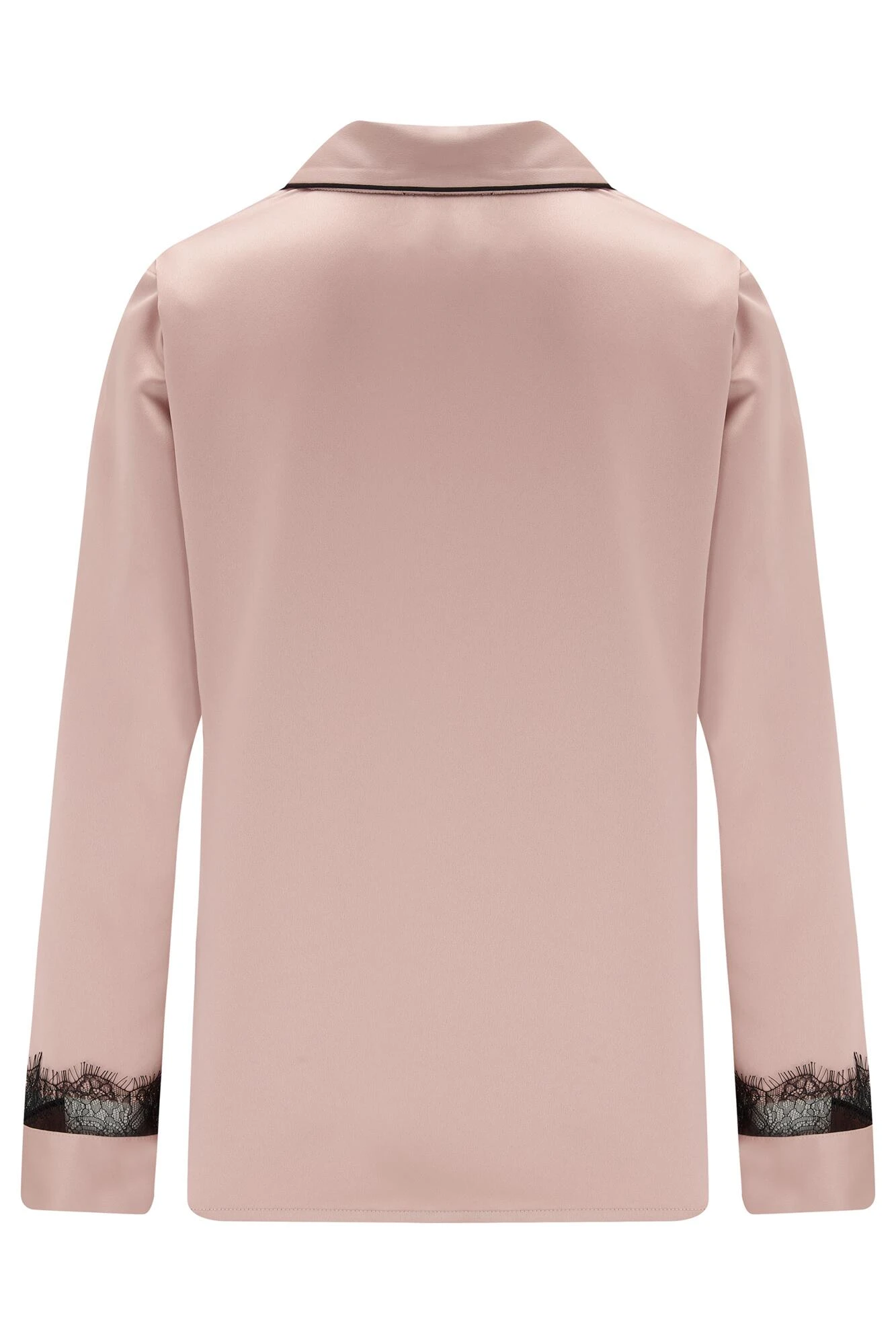 Pour Moi Dusk Satin And Lace Revere Collar Pyjama Set - Mink/Black 8 Pour Moi Dusk Satin And Lace Revere Collar Pyjama Set - Mink/Black - Image 8